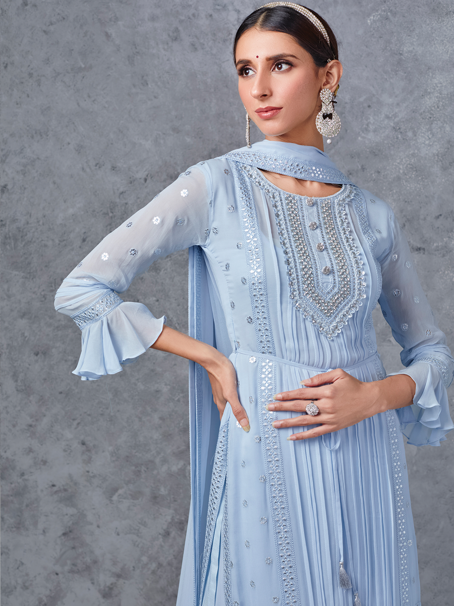 Cloudy Marshmallow cosmos kurta palazzo set main image 0
