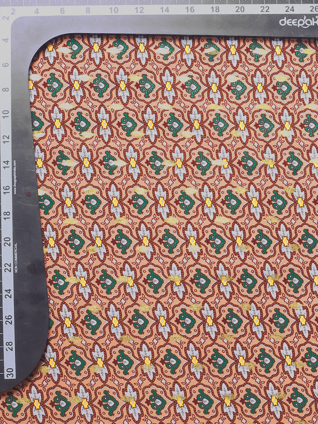 Peach Imported Foil Print Georgette Fabric