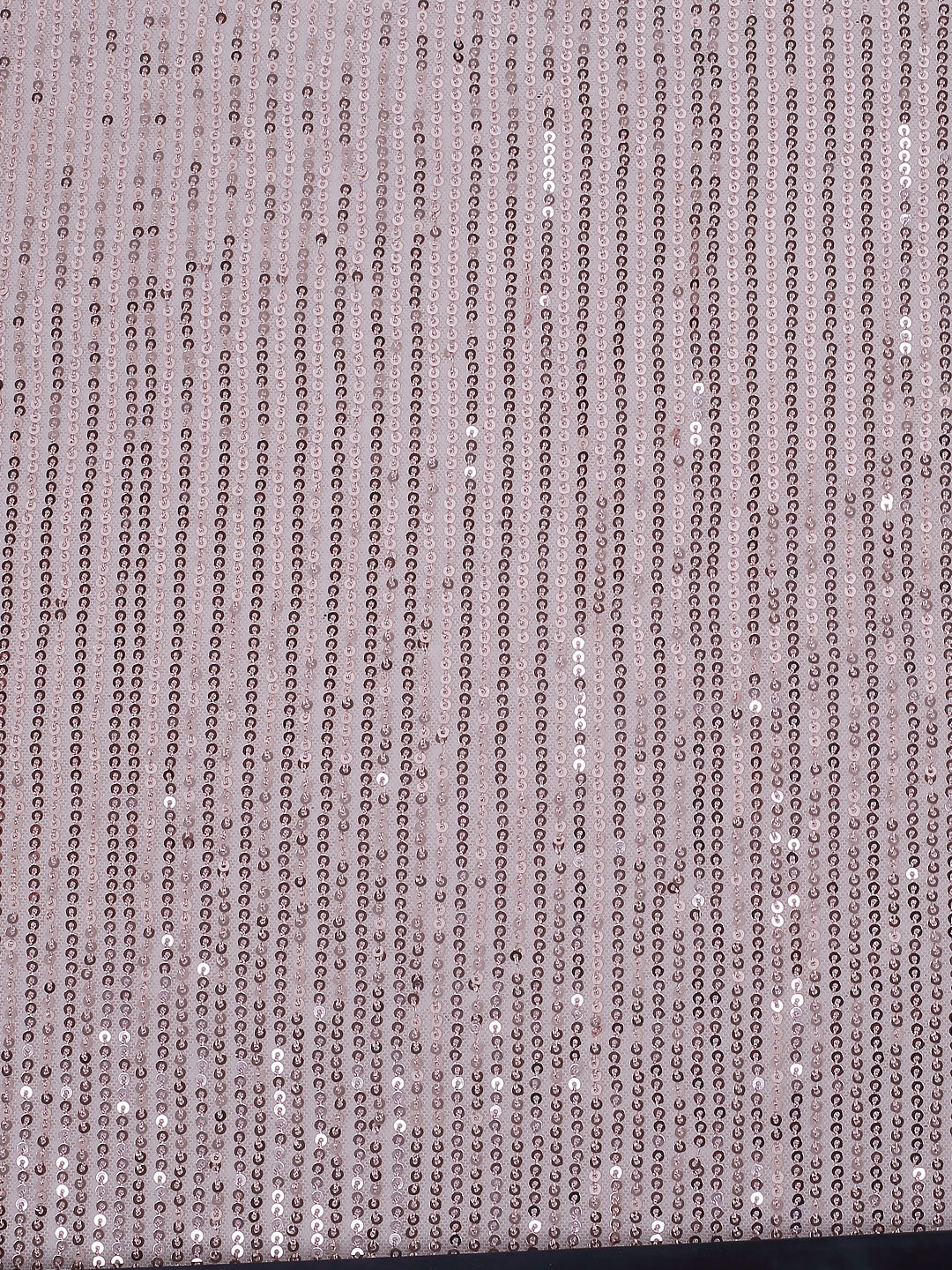 Rose Gold Stretchable Net Fabric With Sequin
