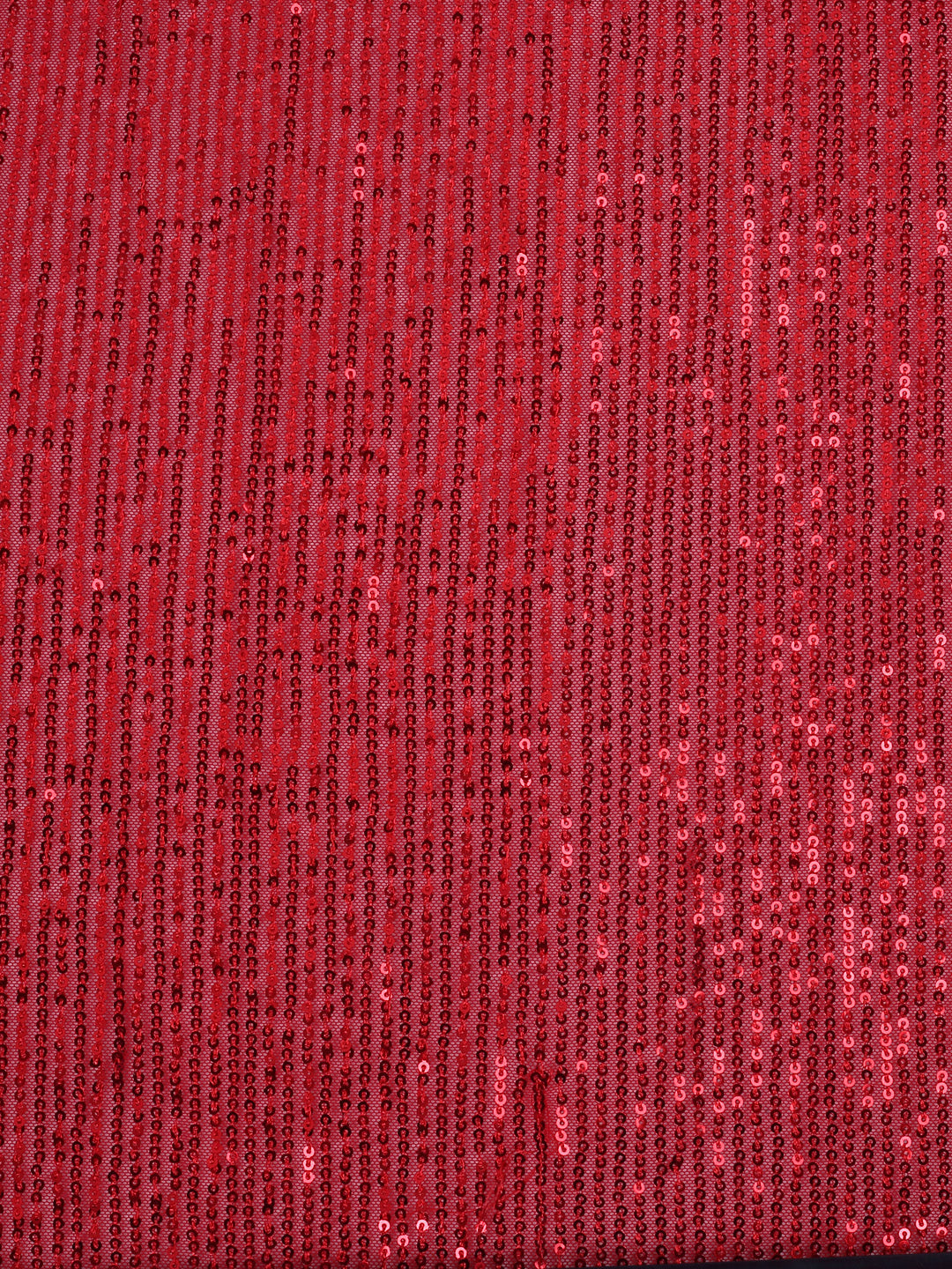 Red Stretchable Net Fabric With Sequin