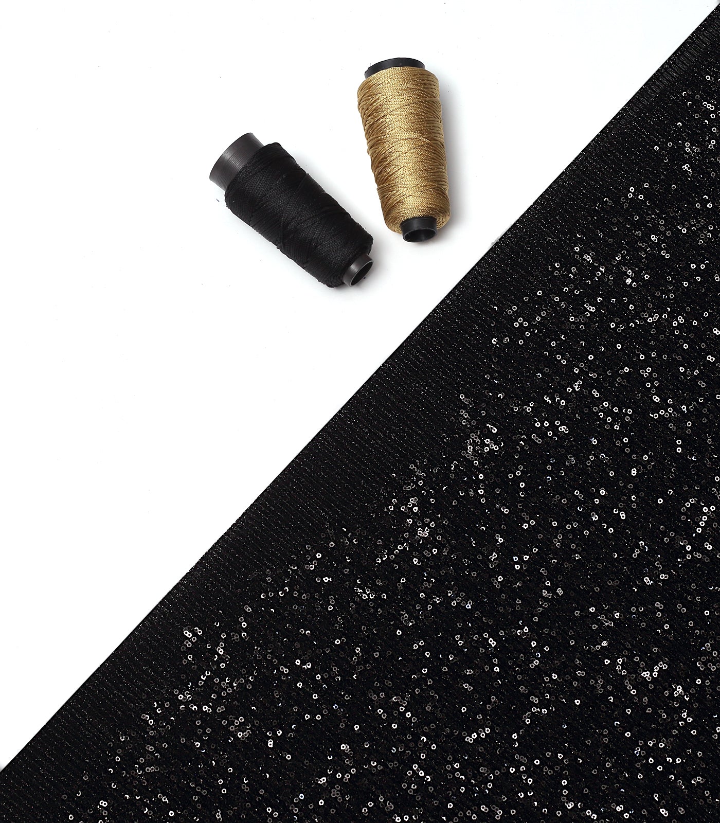 Black Imported Shimmer Crush Fabric With Sequins Work