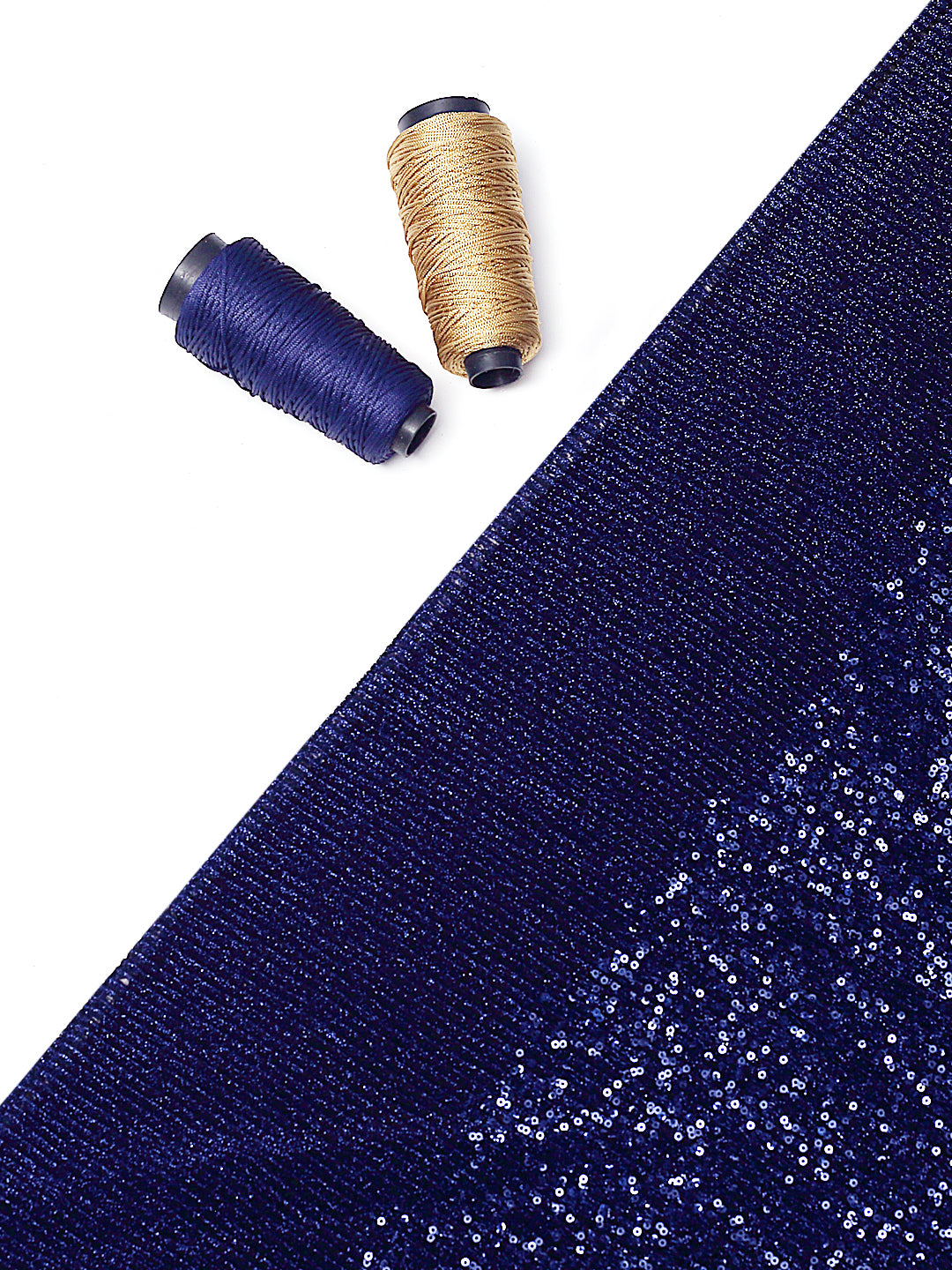 Navy Blue Imported Shimmer Crush Fabric With Sequins Work