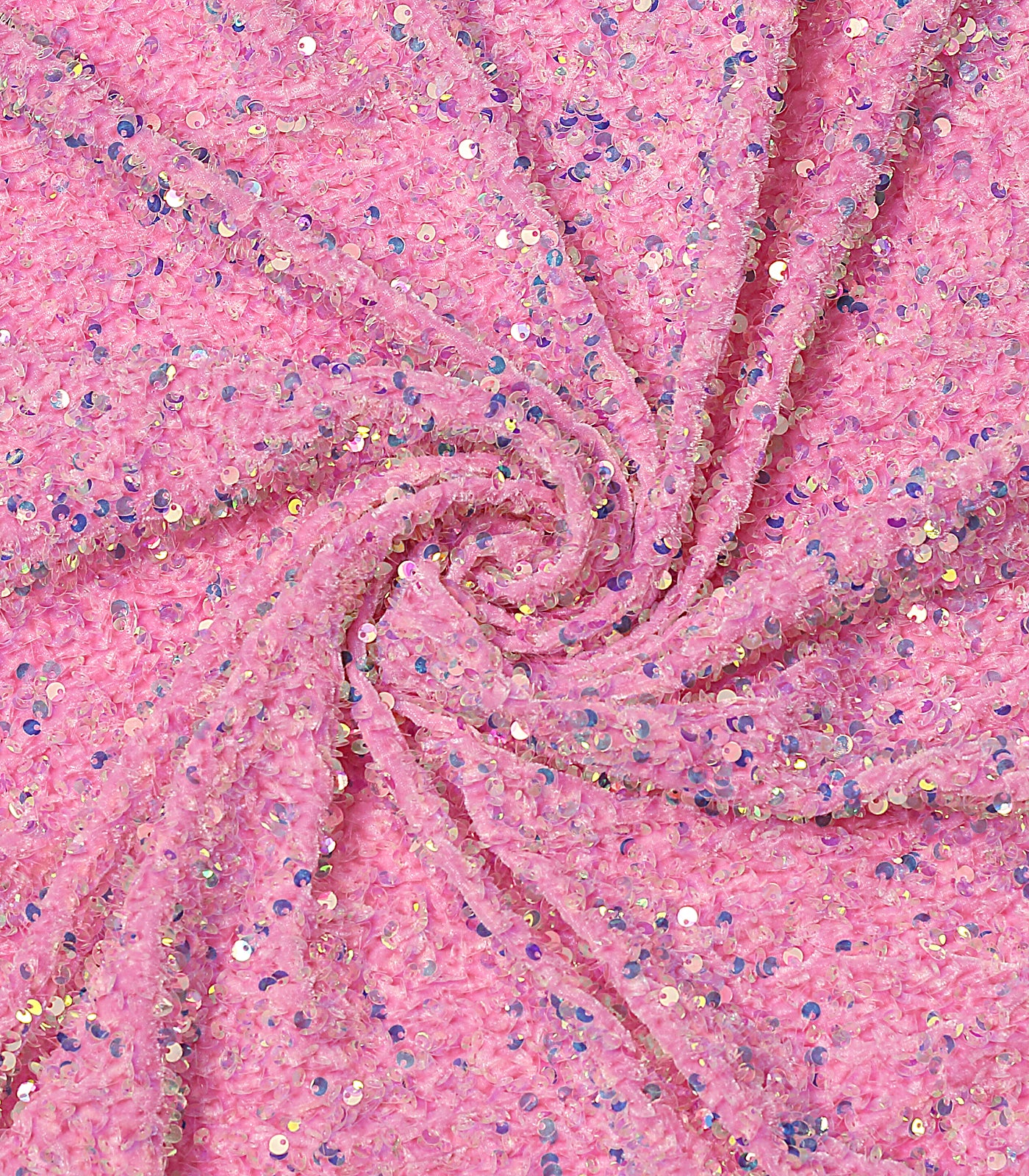 Pink Imported Stretchable Velvet Sequins Fabric