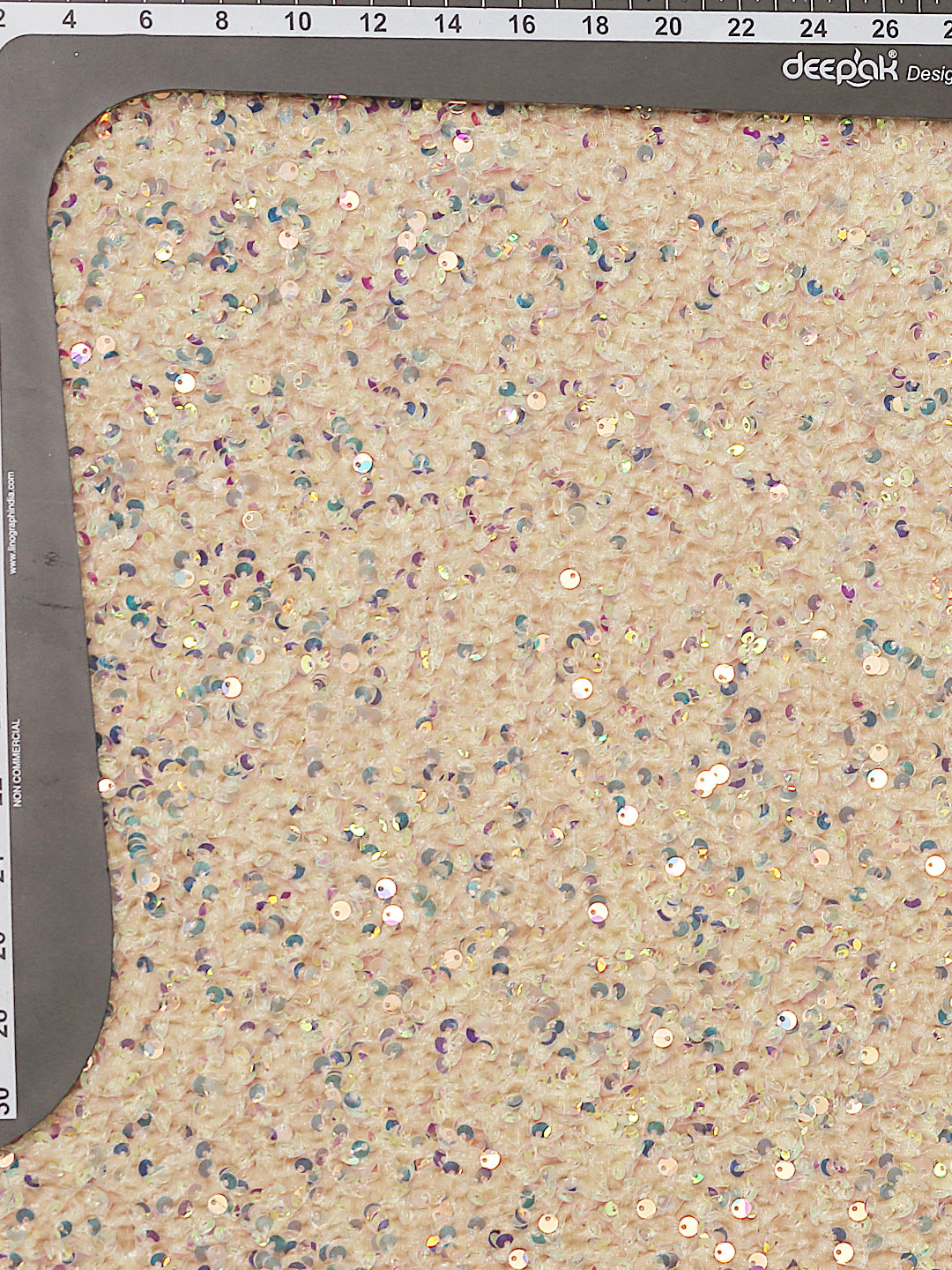 Beige Imported Stretchable Velvet Sequins Fabric