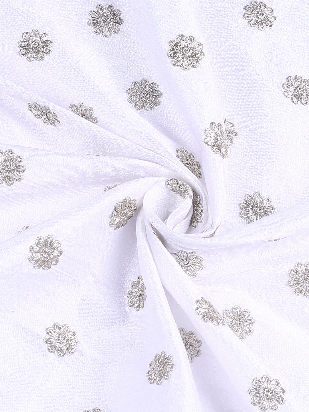Dyeable Pure Raw Silk Embroidered Fabric With Zari Work