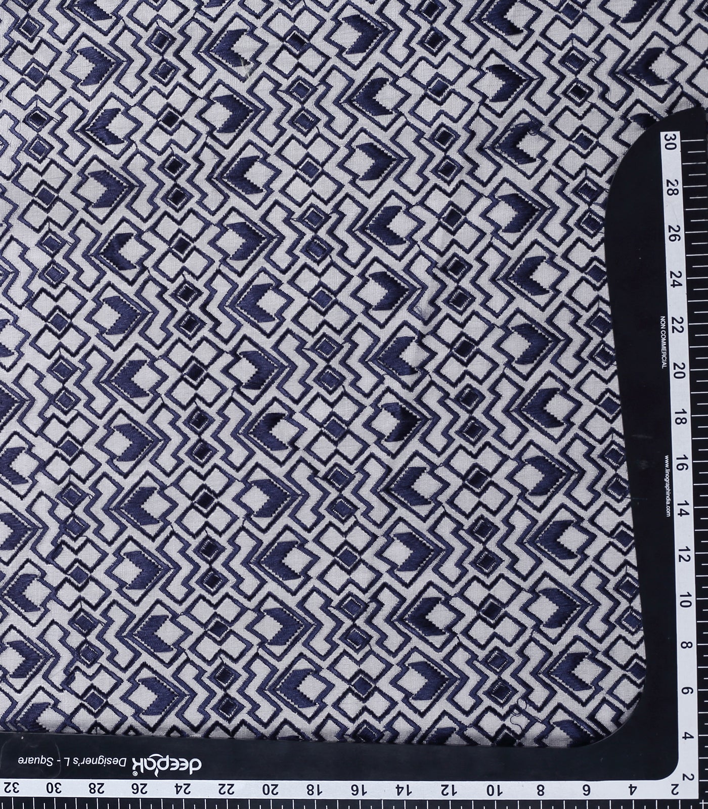 Grey Chanderi Embroidered Fabric With Thread Work