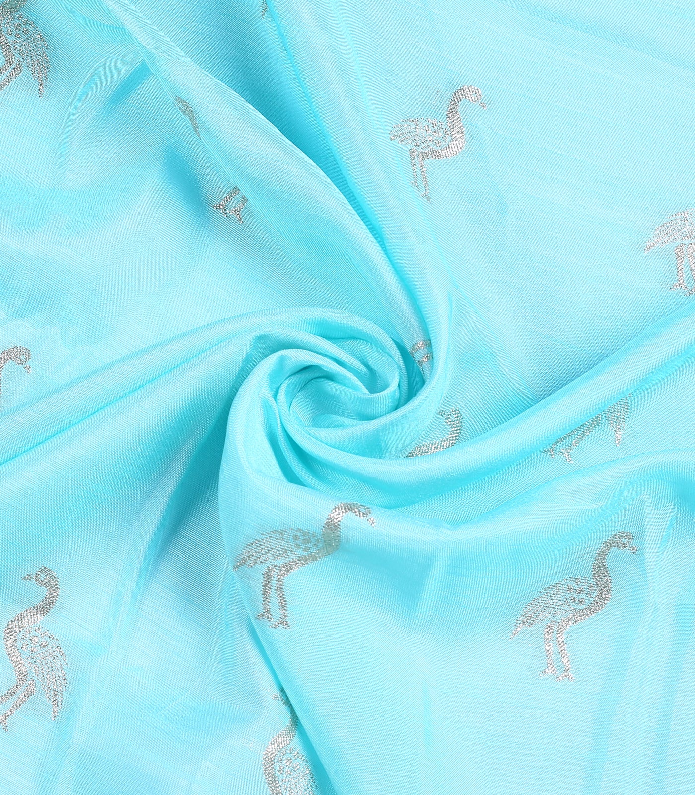 Blue Banarasi Dola Silk Brocade With Light Gold Water Zari