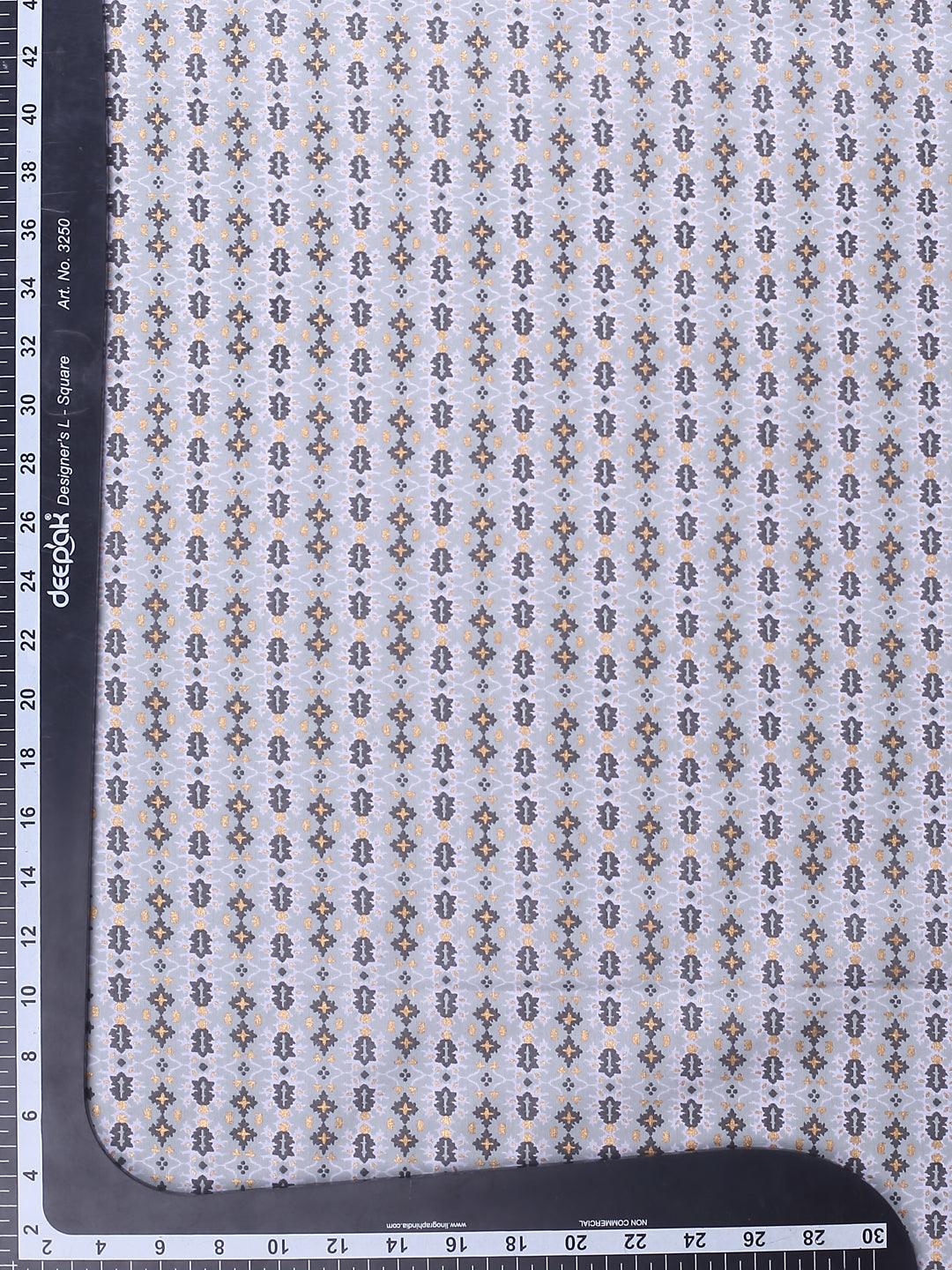 Grey Printed Pure Cotton Fabric With Gold Foil