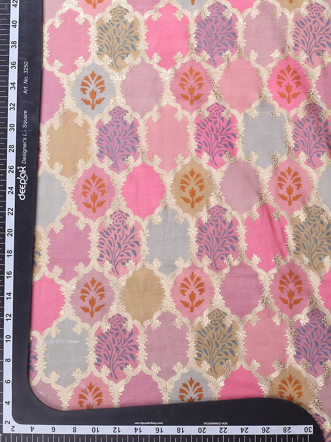 Pink Palette-Multicolour Abstract Printed Cotton With Gold Foil