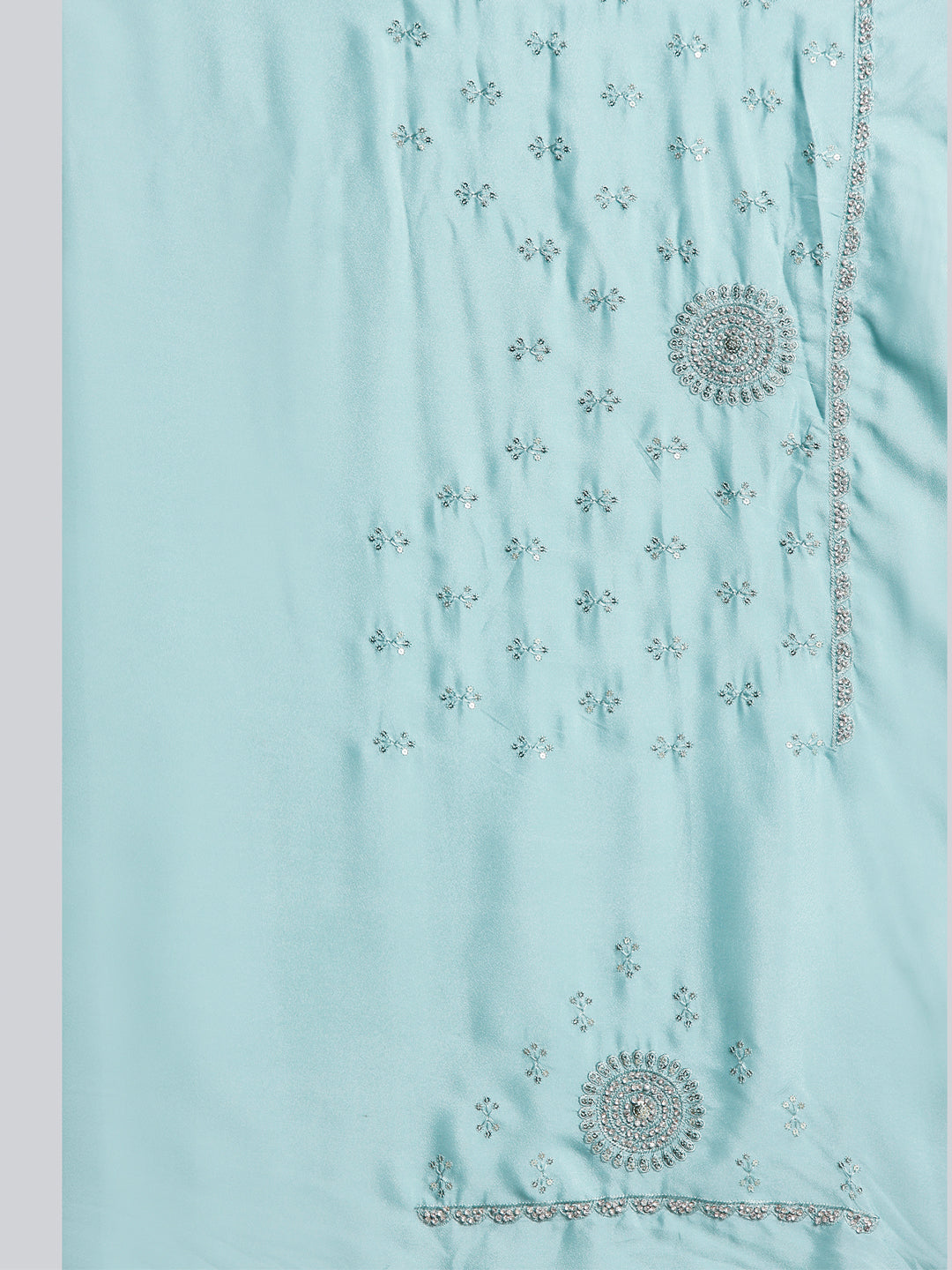 Sky Blue Crepe Embroidered Saree