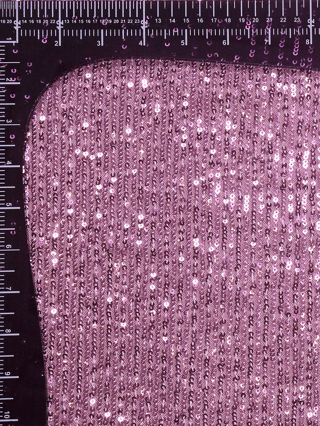 Pink Stretchable Net Fabric With Sequin