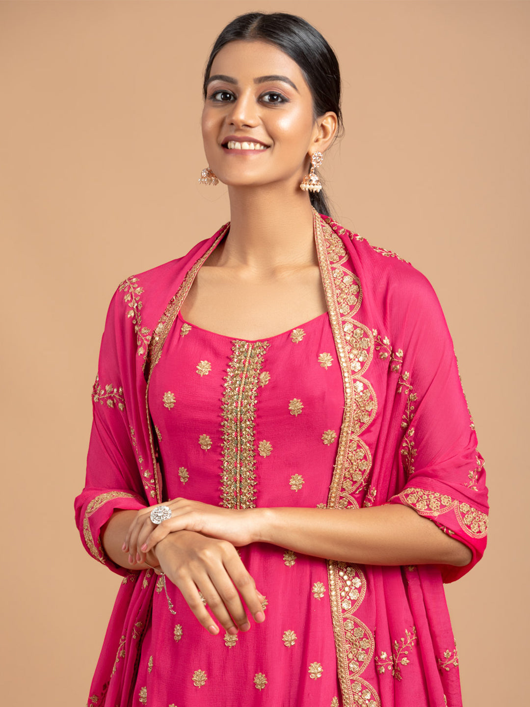 Pink Sharara Suit With Embroidered Sequin Work