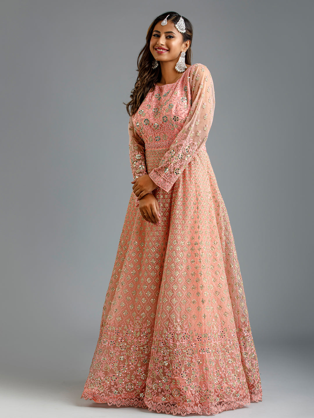 Peach Embroidered Gown