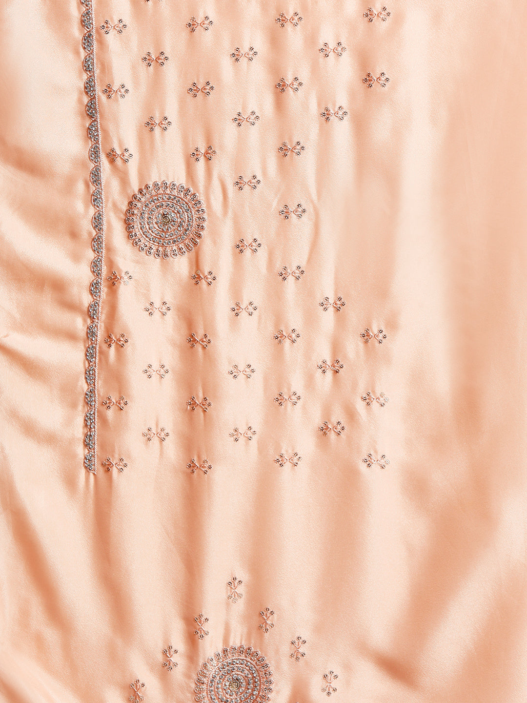 Peach Crepe Embroidered Saree