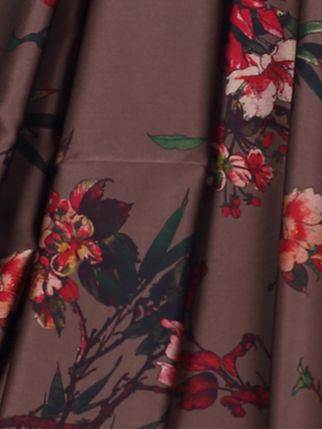 Brown Floral Print On Imported Satin Fabric