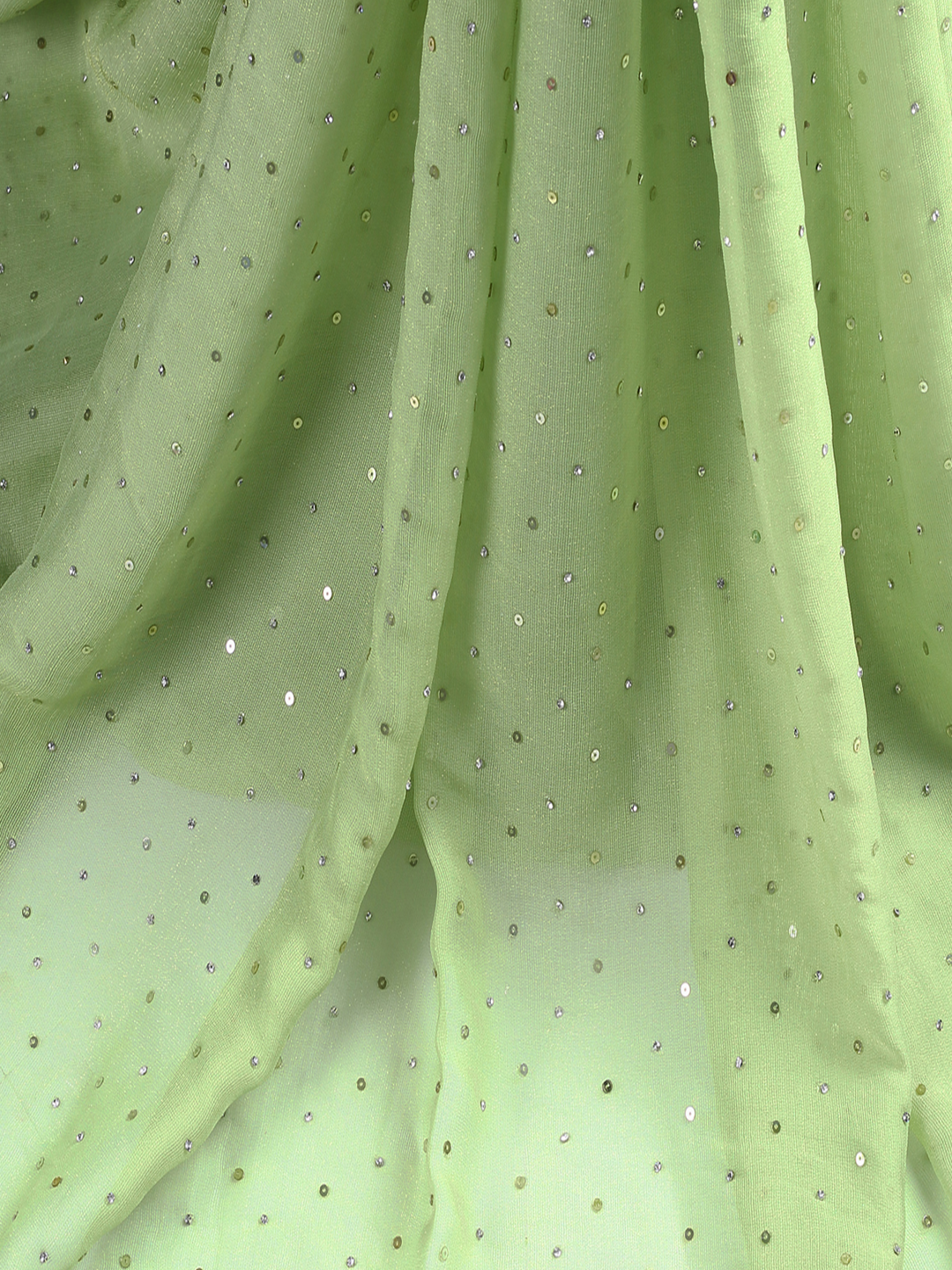Tea Green Jute Georgette Fabric With Sequin & Pearl Work