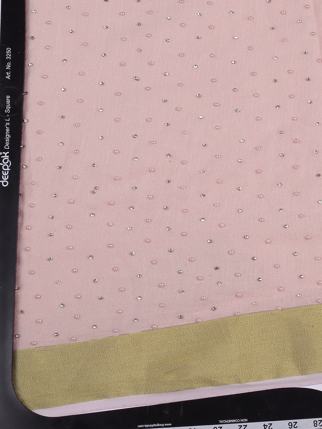 Pastel Pink Jute Georgette Fabric With Stone & Pearl Work