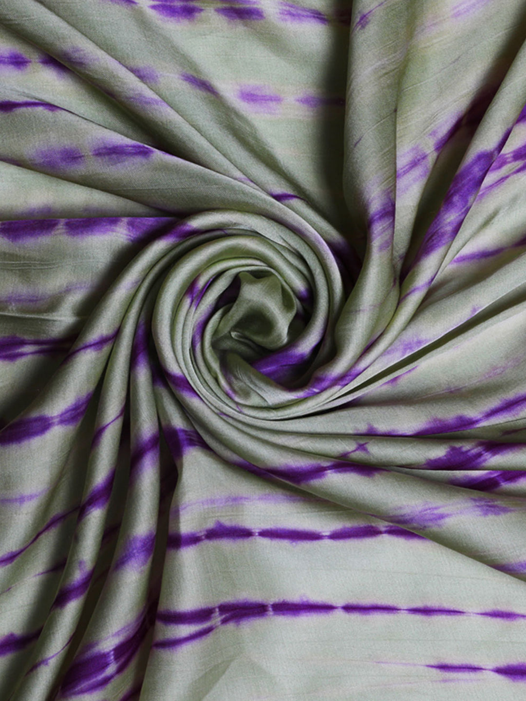 Pista & Purple Shibori Print Modal Satin Fabric