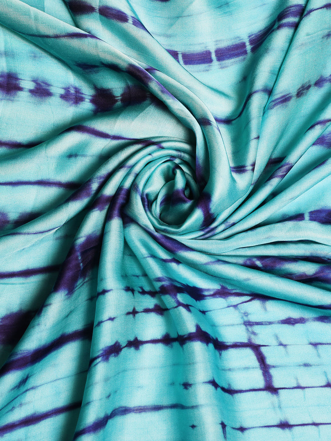 Blue Shibori Print Modal Satin Fabric