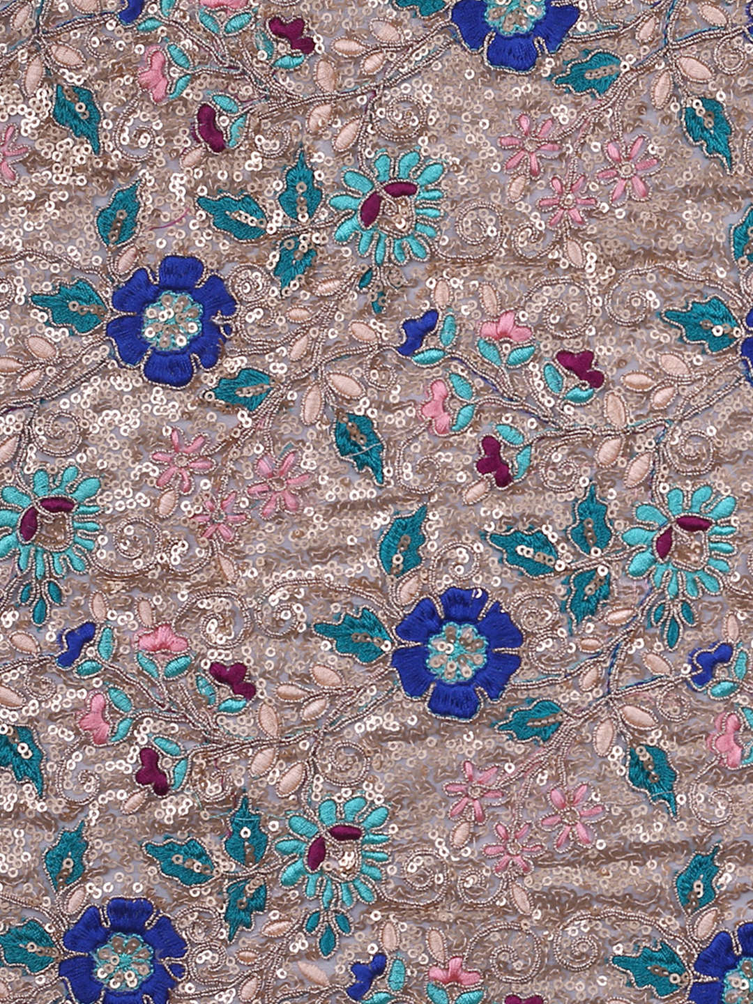 Multi Color Heavy Embroidered Georgette Fabric With Sequins & Thread Work