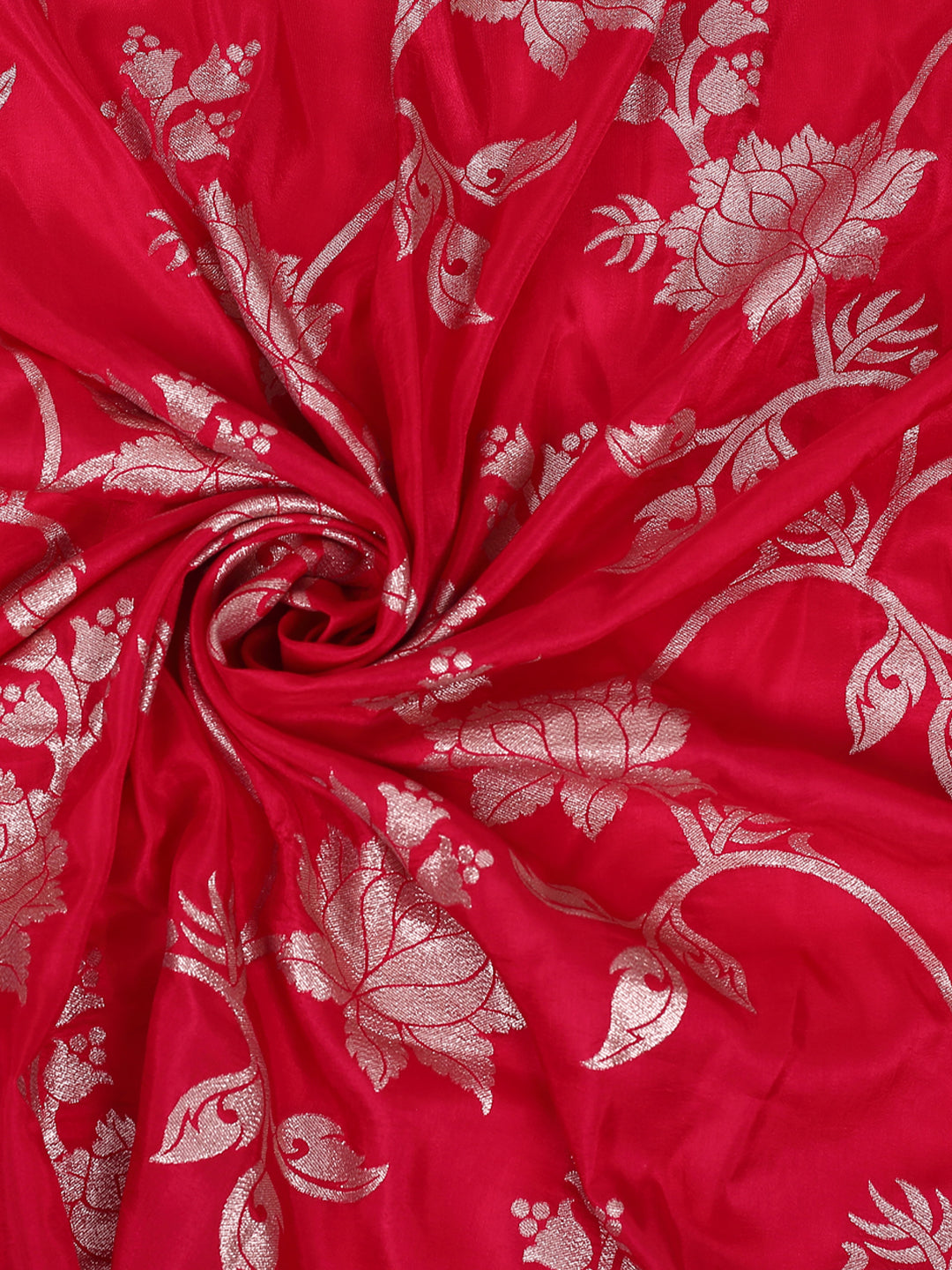 Red Banarasi Dola Silk Fabric