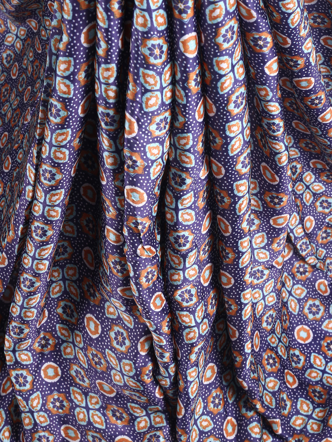 Purple Floral Print Modal Satin Fabric