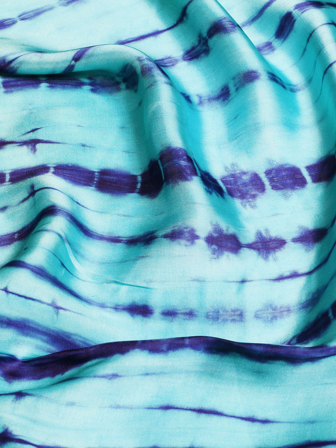 Blue Shibori Print Modal Satin Fabric