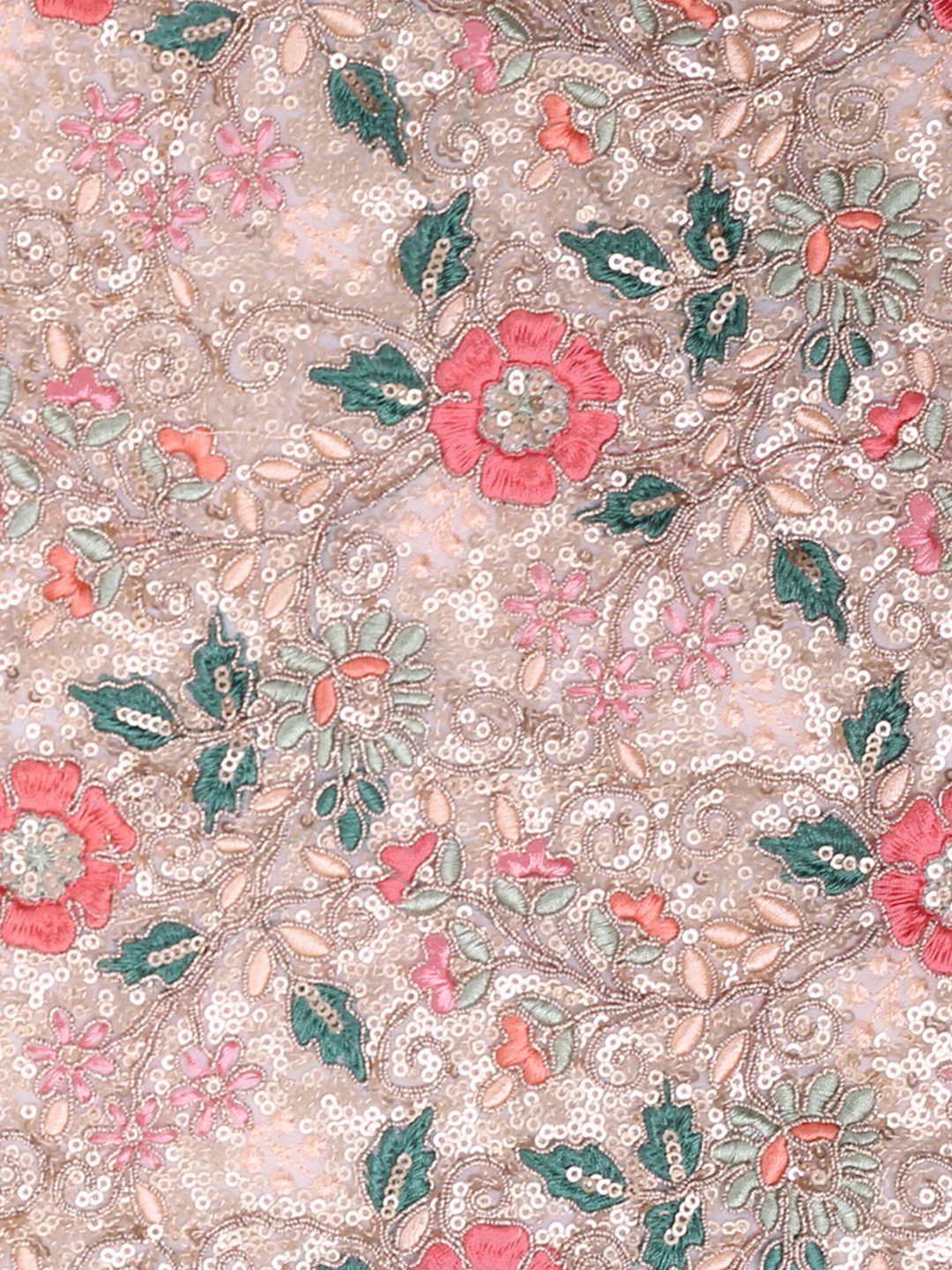 Multi Color Heavy Embroidered Fabric With Sequin & Thread Work