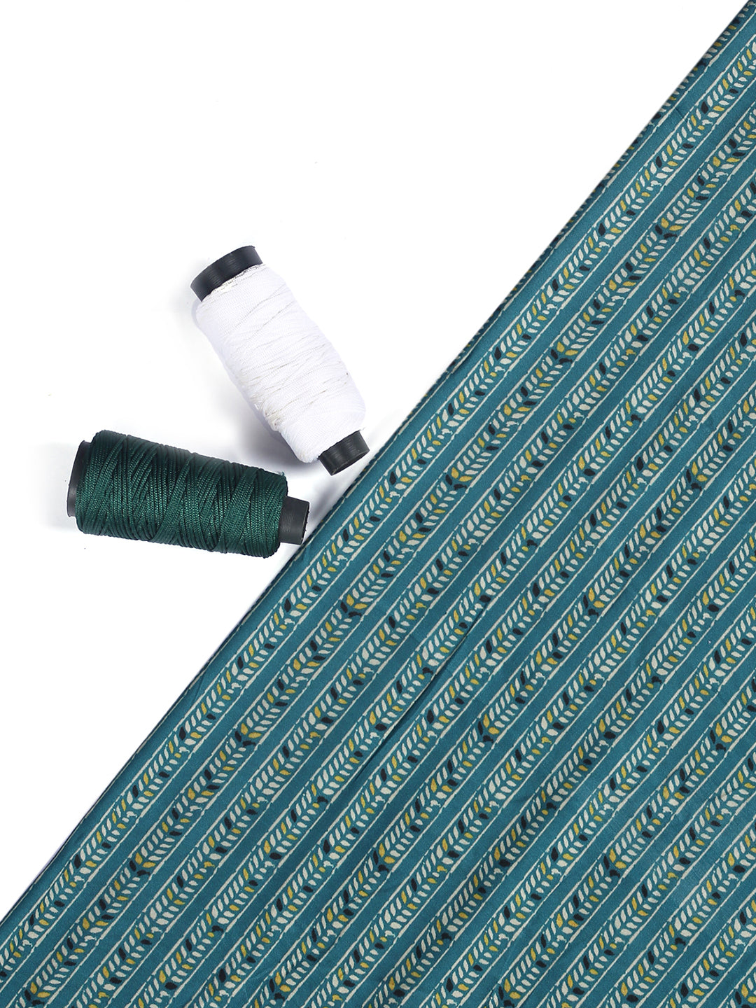 Peacock Green Print Modal Satin Fabric
