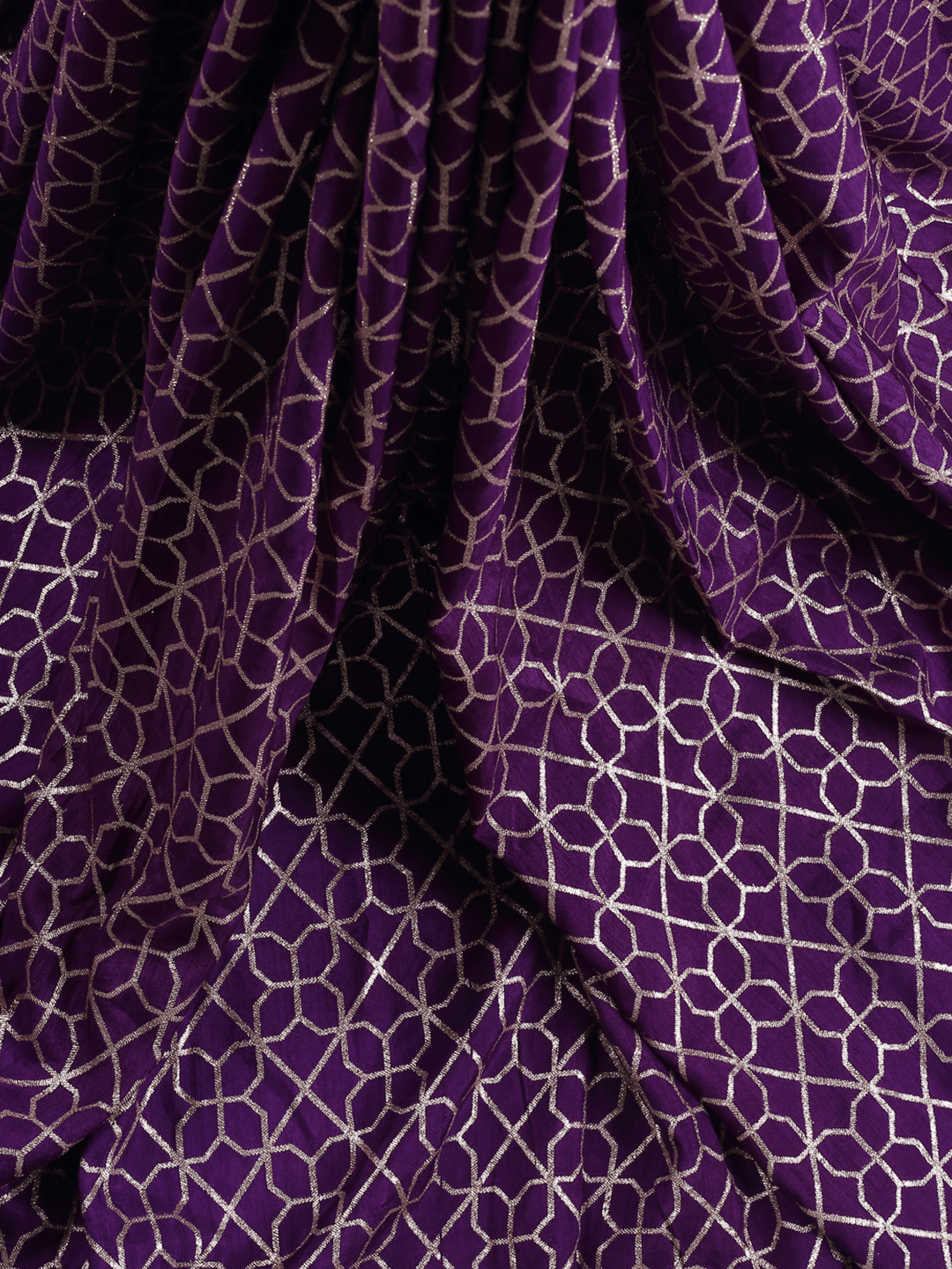 Purple Banarasi Dola Silk Brocade With Light Gold Water Zari
