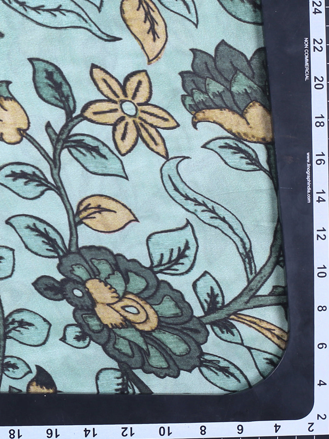 Grey Green Floral Printed Modal Satin Fabric