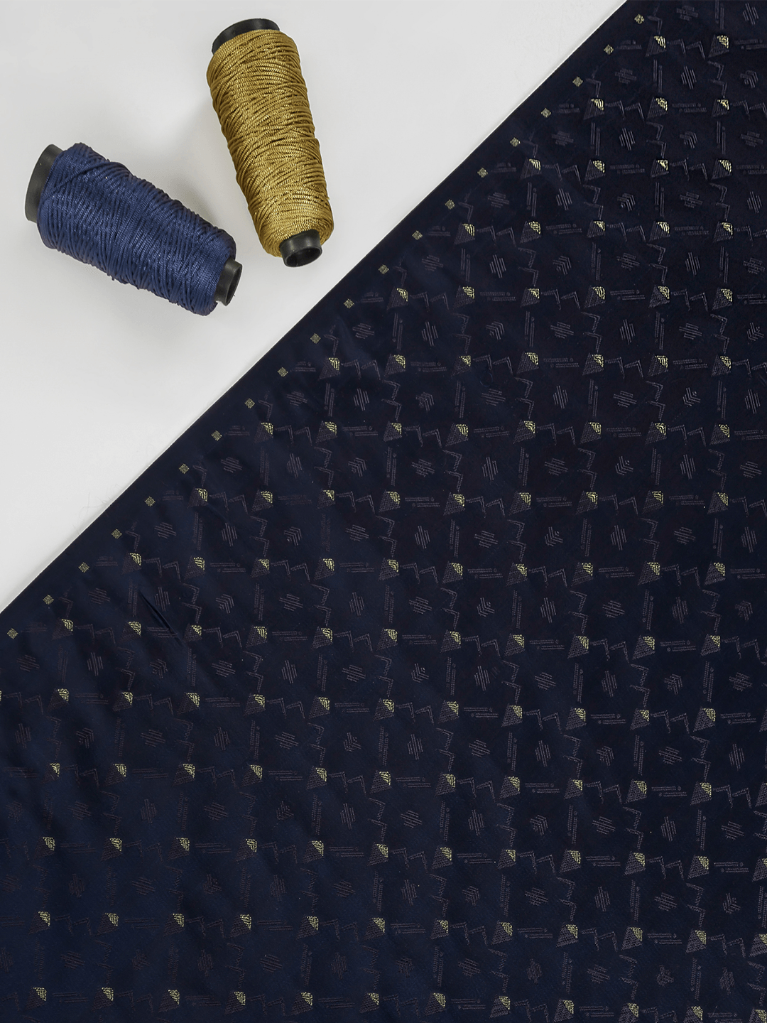 Navy Blue Banarasi Brocade Silk With Gold Zari