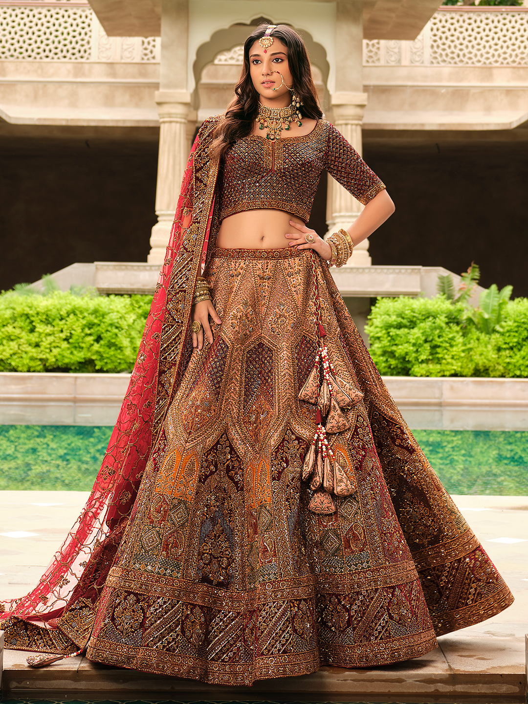 Dark 2025 maroon lehenga