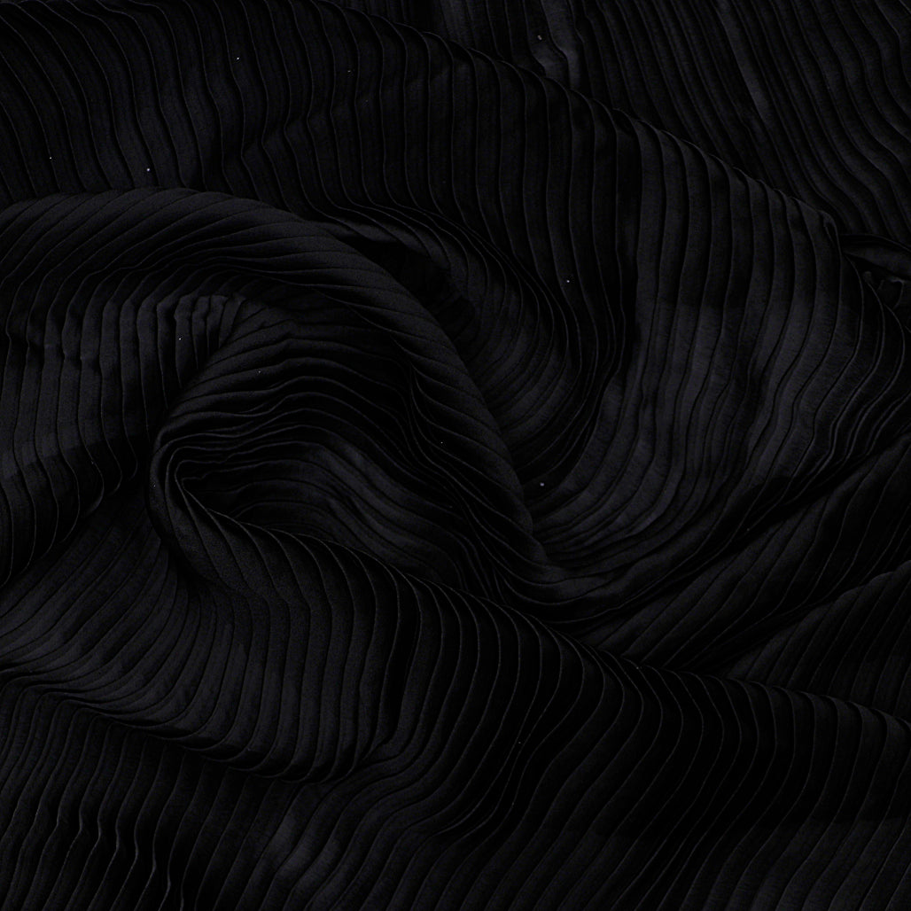 Black Georgette Pleated Fabric