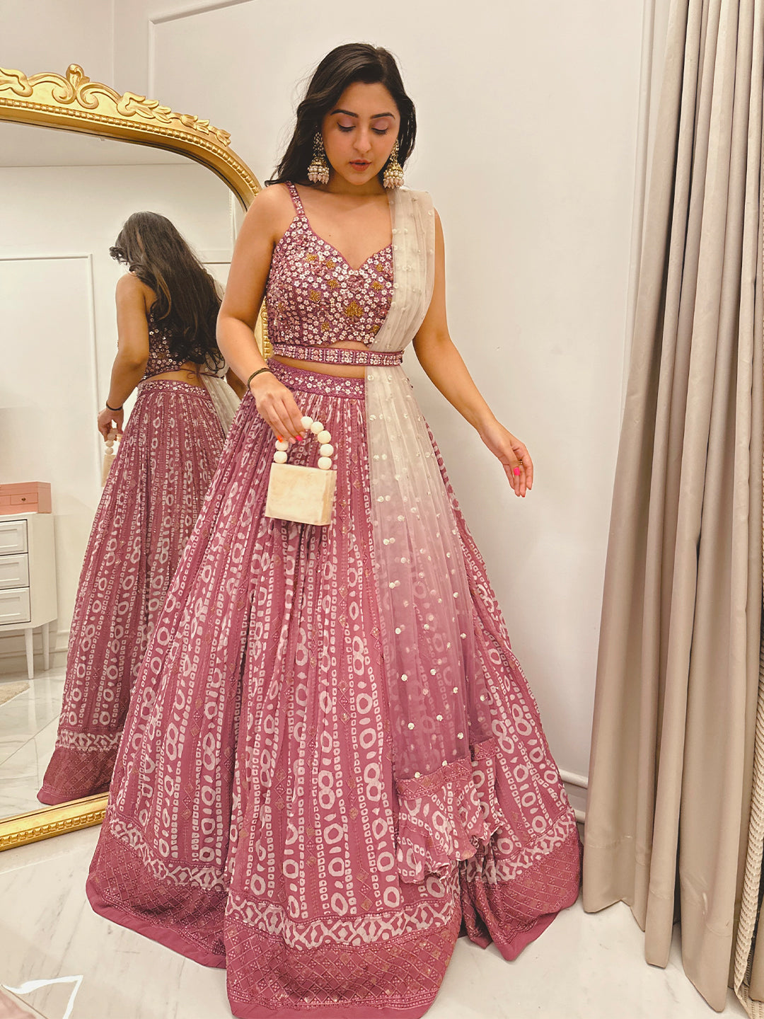 onion pink colour dresses Onion Pink Viscose Georgette Satin Draped Party Wear Gown by Parshya at Pernia's Pop Up Shop 2026