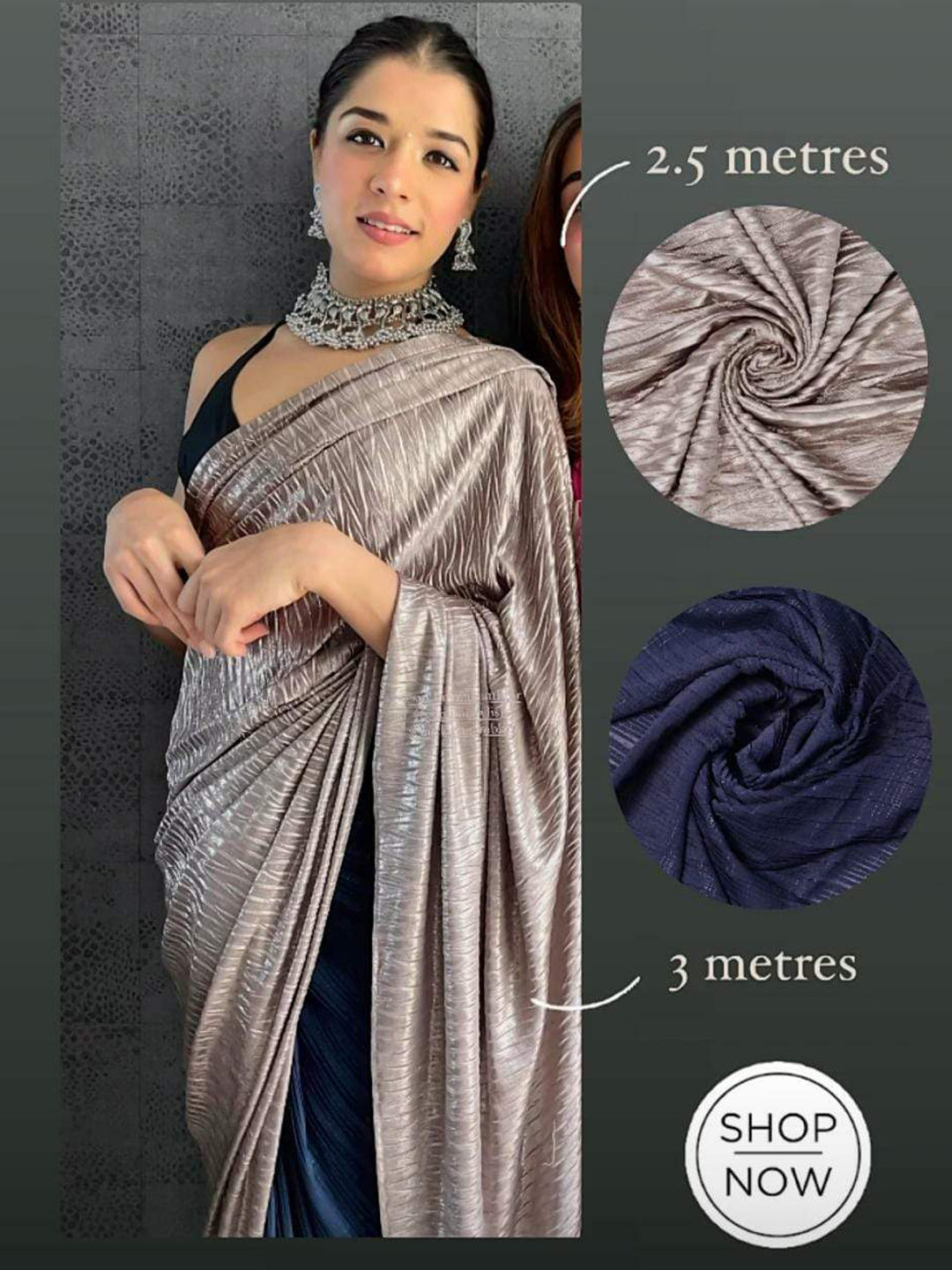 Mauve Imported Satin Wrinkled Fabric