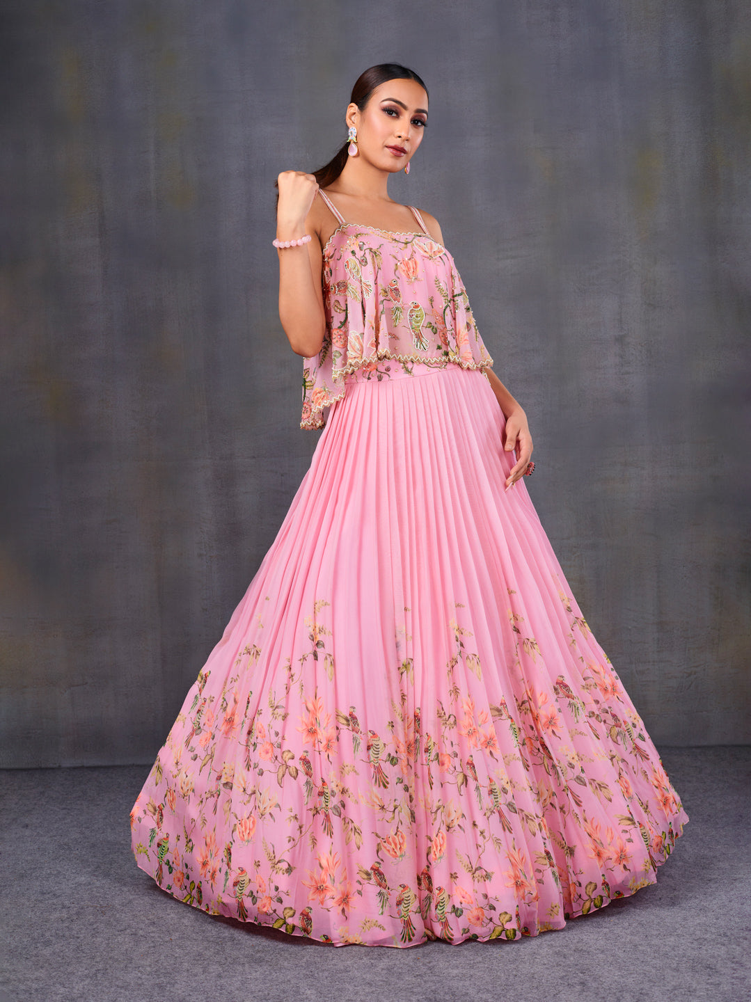 Golden Pink Indo Western Lehenga Choli | Indian fashion, Blouse designs  indian, Lehenga