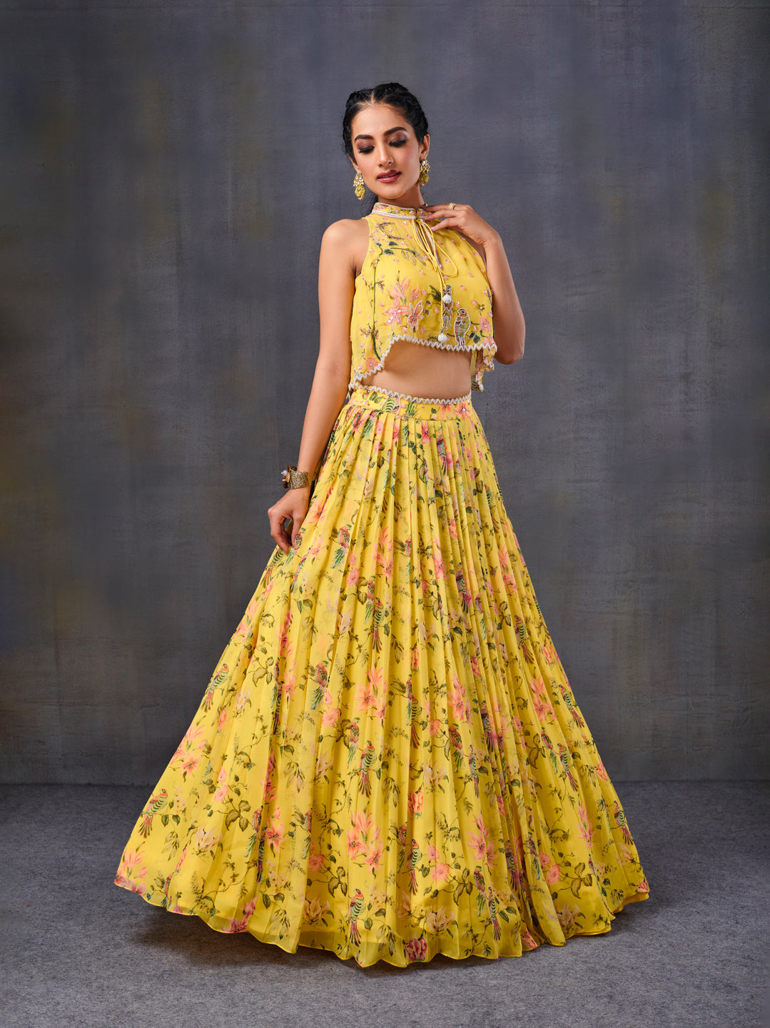 Shop Yellow Georgette Embroidered Lehenga Set Wedding Wear Online at Best  Price | Cbazaar
