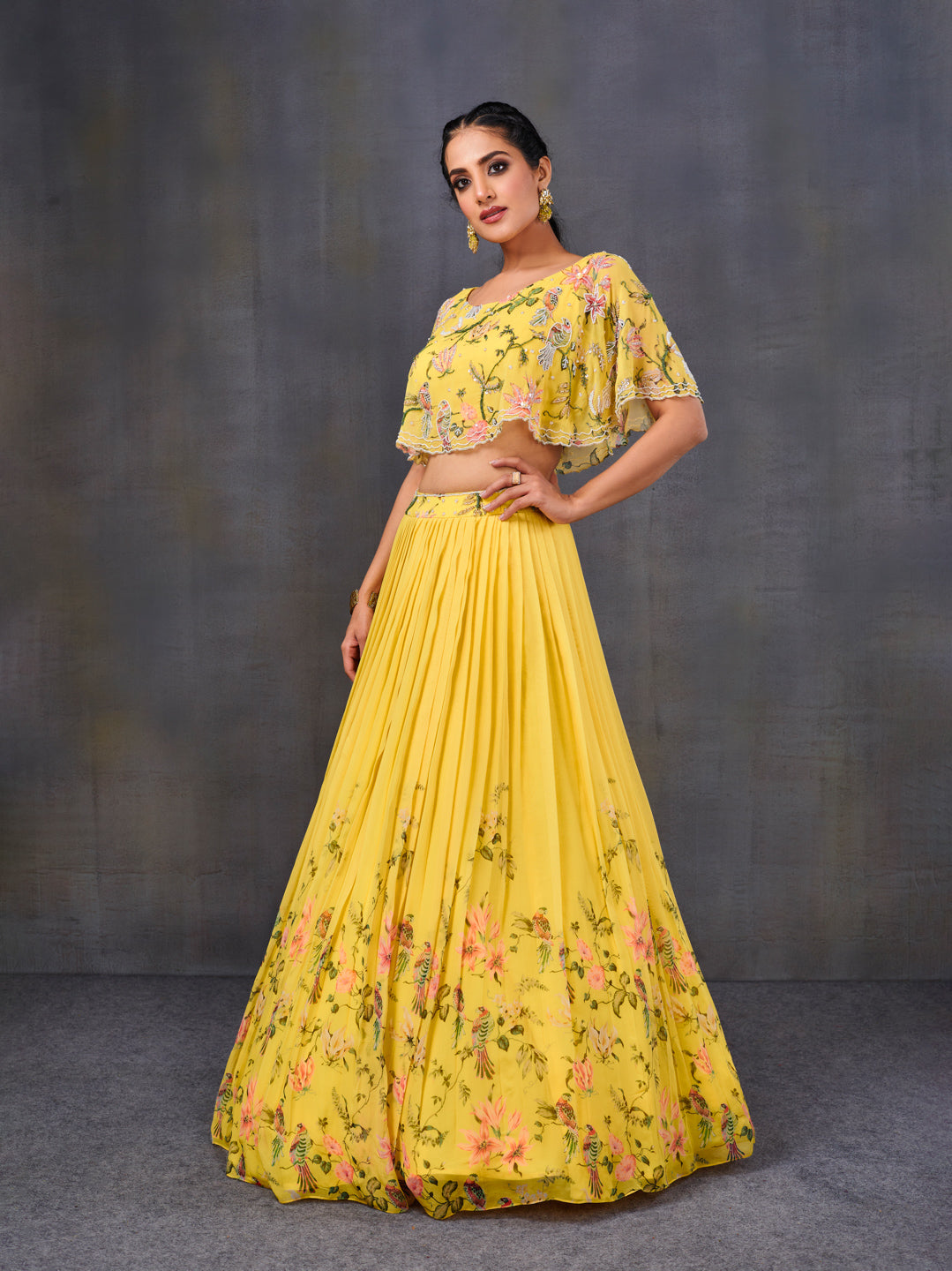 Buy AORI Indian Women Designer Thread Sequence Work Crop Top Yellow Lehenga  With Fully-Stitched Blouse, Ready To Wear Lehenga Choli (PC_183_Yellow) at  Amazon.in