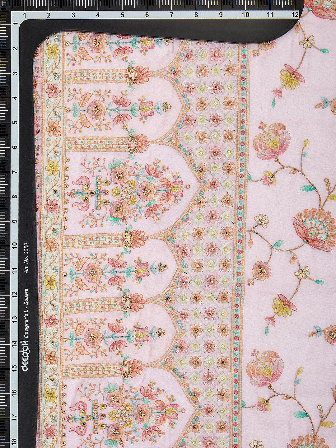 Pink Georgette Fabric With Multicolour Floral Digital Print